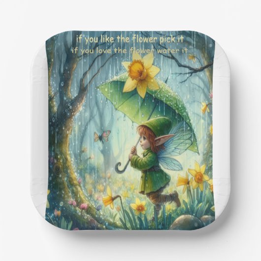 Pixie im Regen Pappteller (Vorderseite)