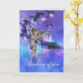 Pixie mit Wunschbaum-Grußkarte Karte (Gelbe Blume)