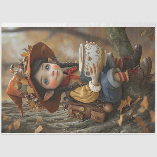 Pixie Orange Rechtes Huttepapier Seidenpapier (Vorderseite)