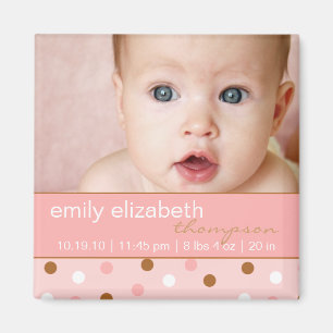 Pixie Pink Polka Dots Baby Girl Foto Magnet