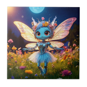 Pixie Robot Ballerina Tanzen in den Wildblumen Fliese