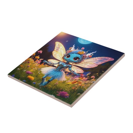 Pixie Robot Ballerina Tanzen in den Wildblumen Fliese (Seite)