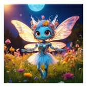 Pixie Robot Ballerina Tanzen in den Wildblumen Fotodruck (Vorne)