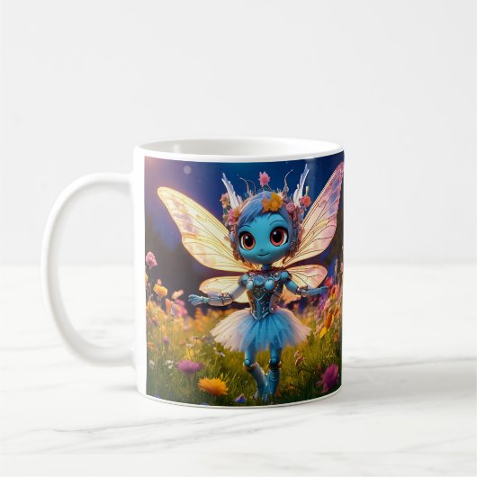 Pixie Robot Ballerina Tanzen in den Wildblumen Kaffeetasse (Links)