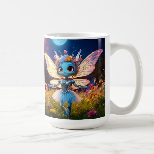 Pixie Robot Ballerina Tanzen in den Wildblumen Kaffeetasse (Rechts)
