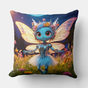 Pixie Robot Ballerina Tanzen in den Wildblumen Kissen