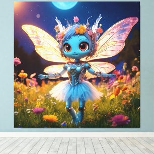 Pixie Robot Ballerina Tanzen in den Wildblumen Leinwanddruck