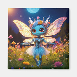 Pixie Robot Ballerina Tanzen in den Wildblumen Magnet