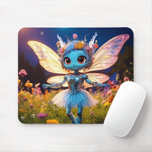 Pixie Robot Ballerina Tanzen in den Wildblumen Mousepad (Mit Mouse)