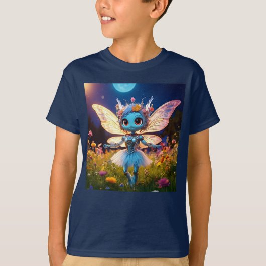 Pixie Robot Ballerina Tanzen in den Wildblumen T-Shirt (Vorderseite)