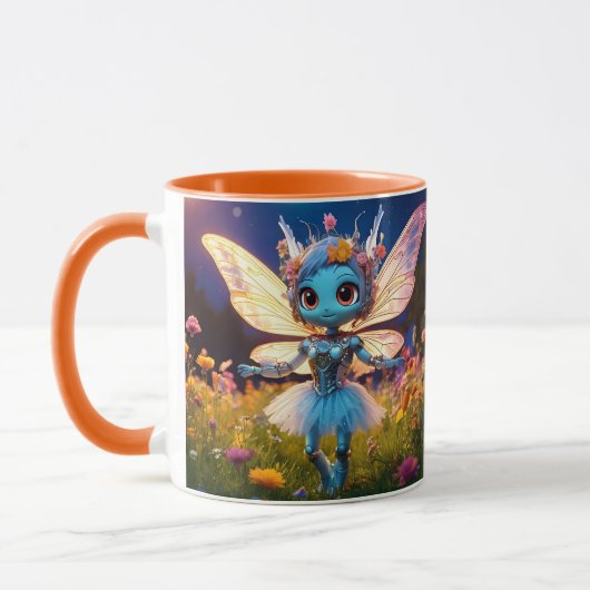 Pixie Robot Ballerina Tanzen in den Wildblumen Tasse (Links)