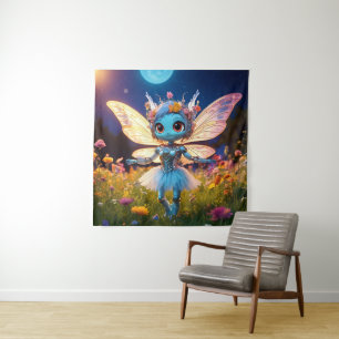 Pixie Robot Ballerina Tanzen in den Wildblumen Wandteppich