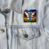 Pixie-Roboter-Ballerina tanzt in den Wildblumen Button (Beispiel)