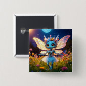 Pixie-Roboter-Ballerina tanzt in den Wildblumen Button (Vorne & Hinten)