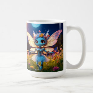 Pixie-Roboter-Ballerina tanzt in den Wildblumen Kaffeetasse
