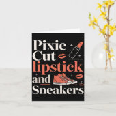 Pixie-Schnitt Lippenstift und Sneaker Kurzhaarfris Karte (Gelbe Blume)