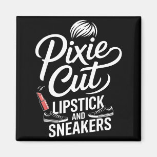 Pixie-Schnitt Lippenstift und Sneaker Kurzhaarfris Magnet
