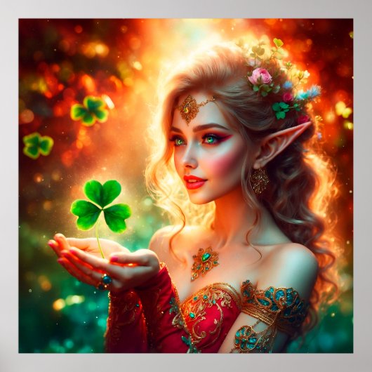 Pixie St Patrick's Day Mädchen bunt Sommerkunst Poster (Vorne)