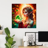 Pixie St Patrick's Day Mädchen bunt Sommerkunst Poster (Heimbüro)