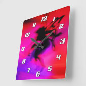 Pixie-Tanzen in Rosa mit Zahlen Quadratische Wanduhr (Winkel)