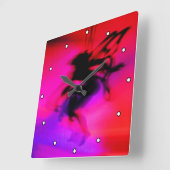 Pixie tanzt in rosa mit Punkten Quadratische Wanduhr (Winkel)