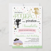 Pixie und Pirate zum Geburtstag Einladung Fairy Pi (Vorderseite)