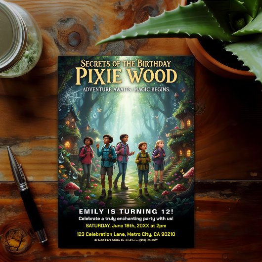 Pixie Wood Magical Birthday Party Einladung