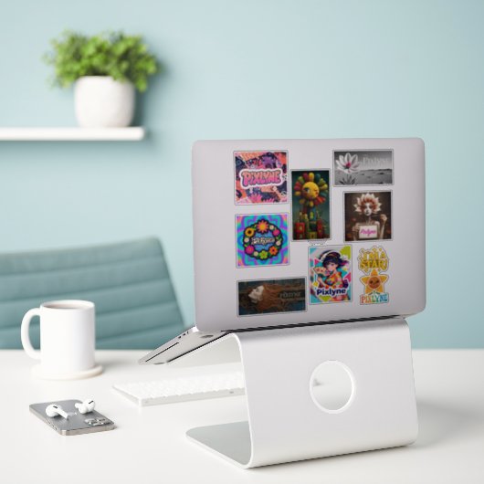 Pixlyne Sticker Pack #1 (Laptop auf Schreibtisch)