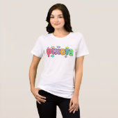 Pixora - Design der farbenfrohen Bubble-Letter-Log Tri-Blend Shirt (Vorderseite voll)