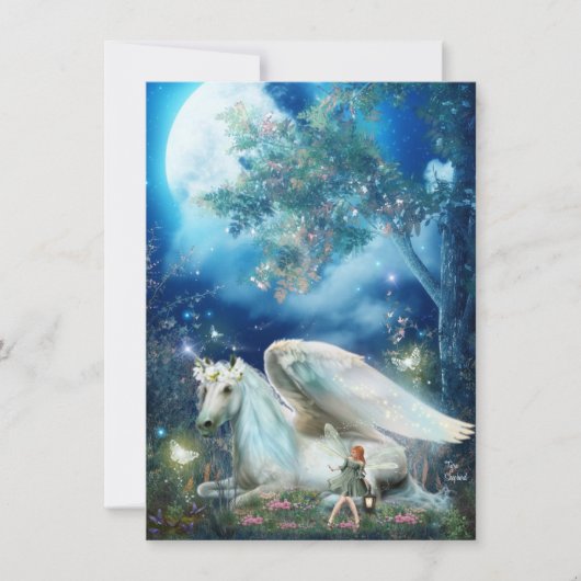 Pixy Fairy mit Unicorn Fantasy Blank Card (Vorderseite)
