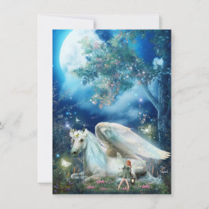 Pixy Fairy mit Unicorn Fantasy Blank Card
