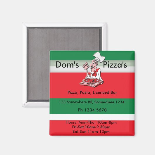 Pizza4 Magnet (Vorderseite/Rückseite)