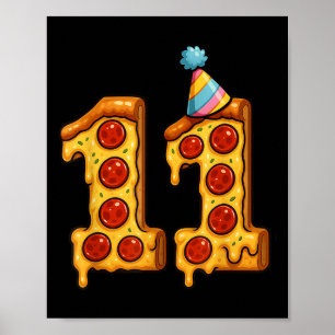 Pizza 11. Geburtstag 11 Jahre altes Party Hat Bday Poster