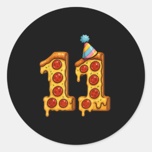 Pizza 11. Geburtstag 11 Jahre altes Party Hat Bday Runder Aufkleber