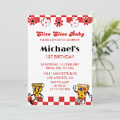 Pizza 1. Geburtstag Einladungen Slice Slice Slice  (Stehend Vorderseite)