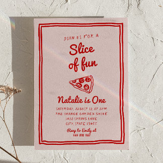 Pizza 1. Hand Gezeichnet Stück Spaß Geburtstag Einladung
