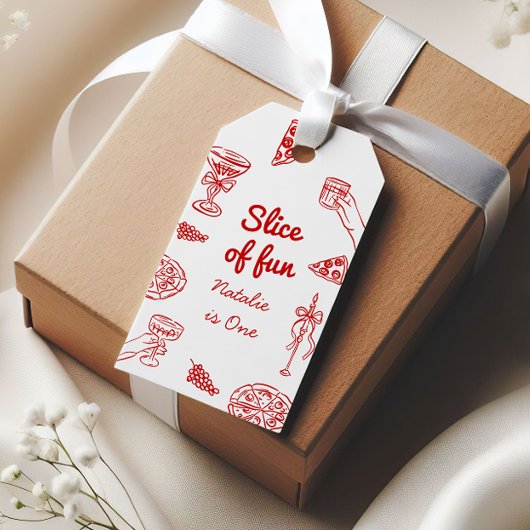 Pizza 1. Hand Gezeichnet Stück Spaß Geburtstag Geschenkanhänger