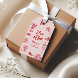 Pizza 1. Hand gezeichnete Scheibe Spaß Geburtstag Geschenkanhänger