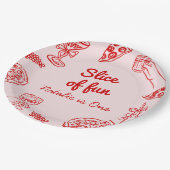 Pizza 1. Hand gezeichnete Scheibe Spaß Geburtstag Pappteller (Schrägansicht)