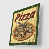 Pizza 1 quadratische wanduhr (Winkel)