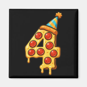 Pizza 4. Geburtstag 4 Jahre Altes Party Hut Jungen Magnet