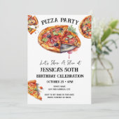 Pizza 50. Geburtstagsparty Einladung (Stehend Vorderseite)