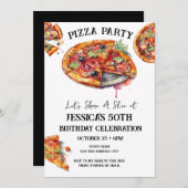 Pizza 50. Geburtstagsparty Einladung (Vorne/Hinten)