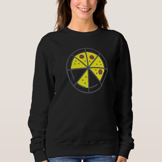 Pizza 6 Slices Cheese Pepperoni Funny Geometric Fo Sweatshirt (Vorderseite)