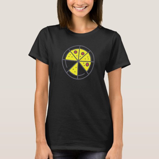 Pizza 6 Slices Cheese Pepperoni Funny Geometric Fo T-Shirt (Vorderseite)
