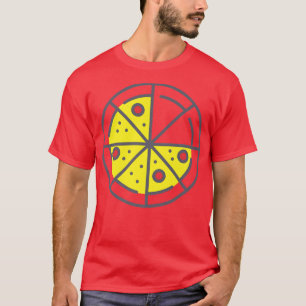 Pizza 6 Slices Cheese Pepperoni Funny Geometric T-Shirt