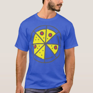 Pizza 6 Slices Cheese Pepperoni Funny Geometric T-Shirt