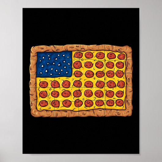 Pizza American Flag 4. Juli Fun Food Boys Girl Poster (Vorne)