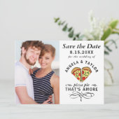 Pizza Amore Trendy Typografy Foto Wedding Save The Date (Stehend Vorderseite)