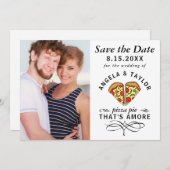 Pizza Amore Trendy Typografy Foto Wedding Save The Date (Vorne/Hinten)